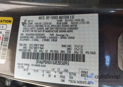 2016 Ford Fusion Se from USA, damaged, VIN 3FA6P0HD1GR205095